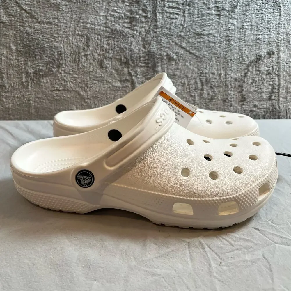 Crocs Classic White Unisex W- Sz 9/ M- Sz 7 Rubber Clogs New